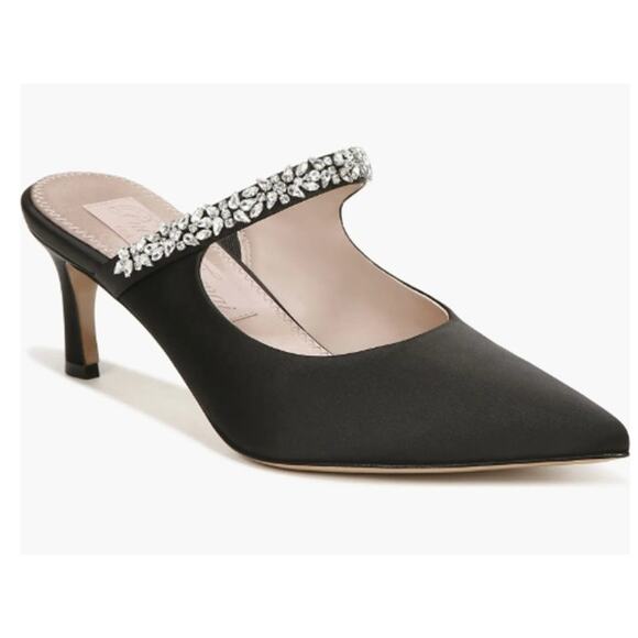 Pnina Tornai 4 Naturalizer Liefde Satin Rhinestone Mules Black Size 9.5 Wide NIB - Picture 1 of 13